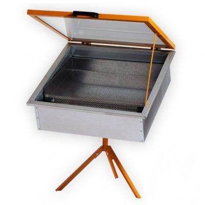 SCERATRICE SOLARE 70X70CM GIREVOLE INOX CON DOPPIO VETRO E ASTA FERMA