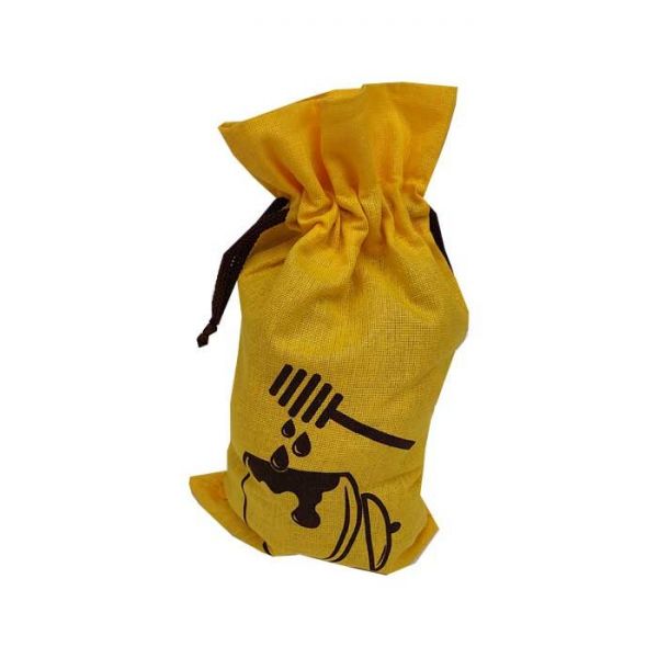 SACCHETTO GIALLO CON IMMAGINE VASO MIELE PER VASETTO DA 1KG