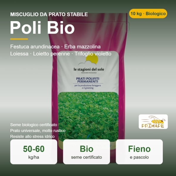 Miscuglio da Prato Stabile Poli Bio – 10 kg – per Fieno e Pascolo