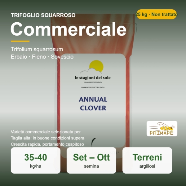 Semi di Trifoglio Squarroso Commerciale – 25 kg – Erbaio e Fien...