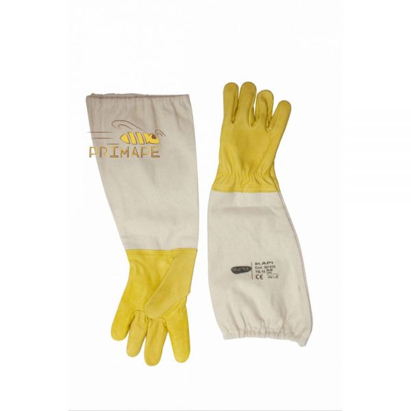 GUANTI IN PELLE CON MANICHETTA E BORDO IN MAGLIA TAG. 7