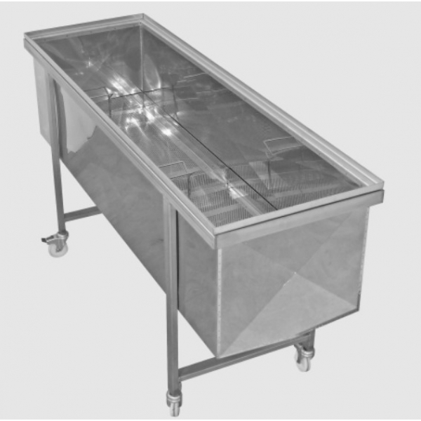 BANCO A CARRELLO PER DISOPERCOLATRICE IN ACCIAIO INOX (CM 153×50×86)