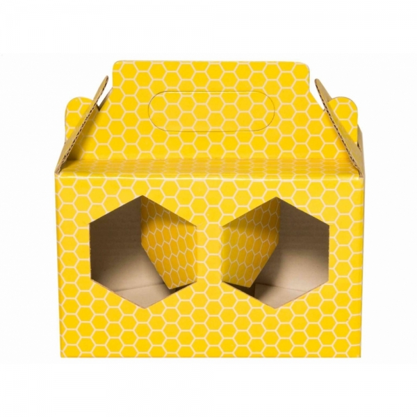 SCATOLA REGALO PER 2 VASETTI DA 250 GR- GIALLA CON CELLETTE