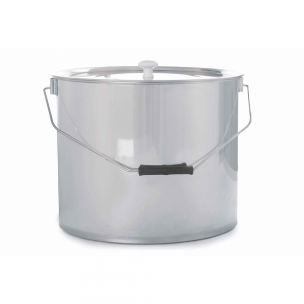 SECCHIELLO INOX DA 25 KG COMPLETO DI MANICO E COPERCHIO CON POMELLO