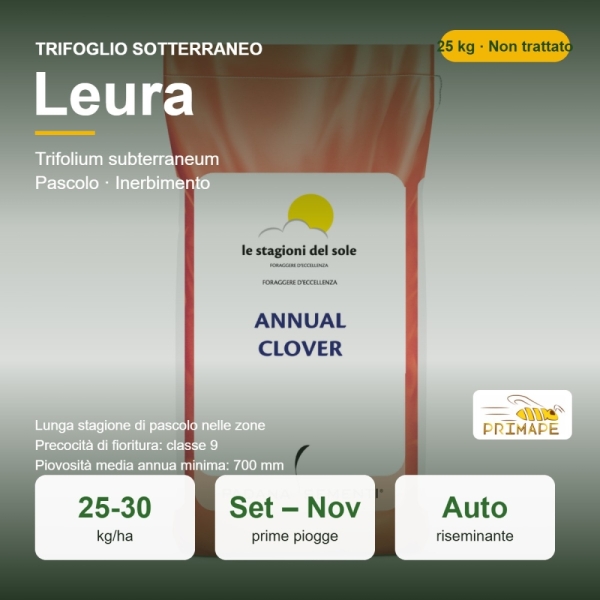 Semi di Trifoglio Sotterraneo Leura – 25 kg – Pascolo e Inerbim...