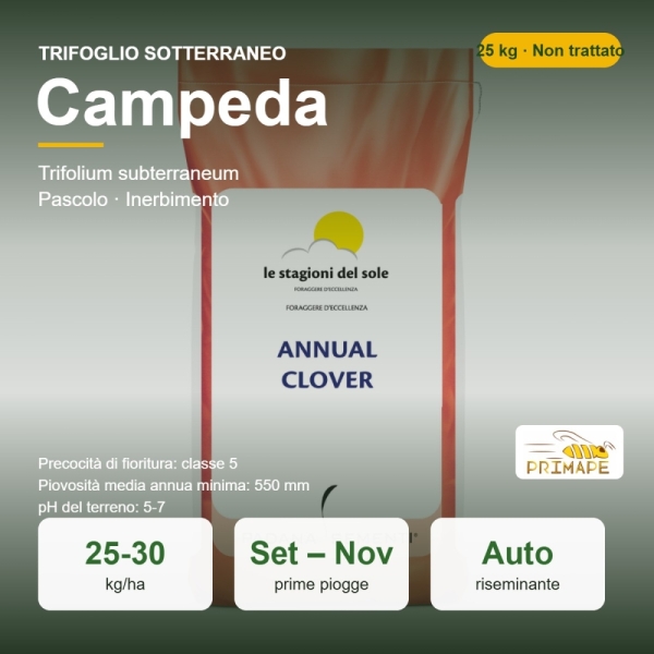 Semi di Trifoglio Sotterraneo Campeda – 25 kg – Pascolo e Inerb...