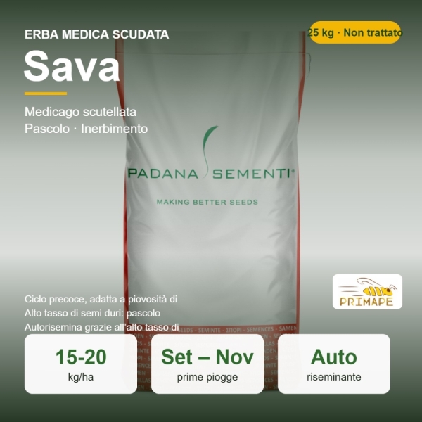 Semi di Erba Medica Scudata Sava – 25 kg – Pascolo Autorisemina...