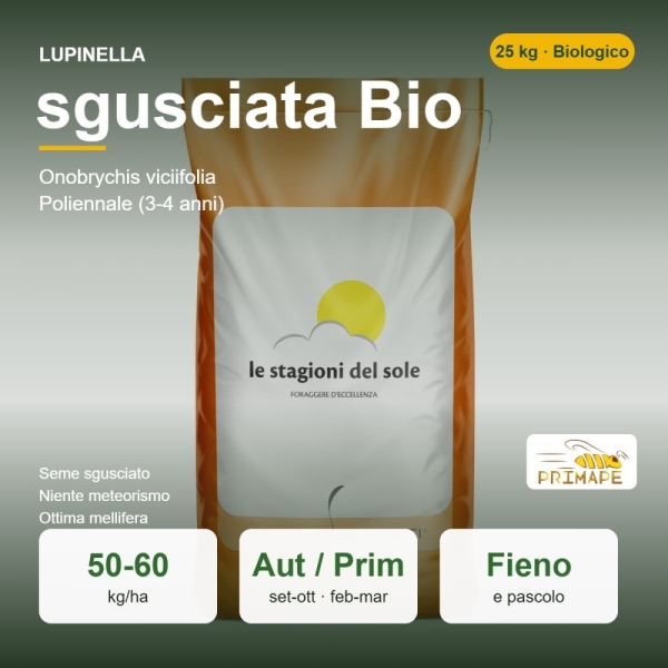 Semi di Lupinella Sgusciata Bio – 25 kg – Fieno e Pascolo