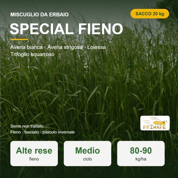 Miscuglio da Erbaio Special Fieno – 20 kg – Non trattato – Pe...