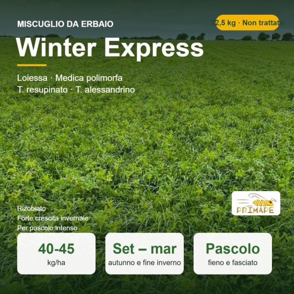 Miscuglio da Erbaio Winter Express Rizobiato – 22,5 kg – Pascol...
