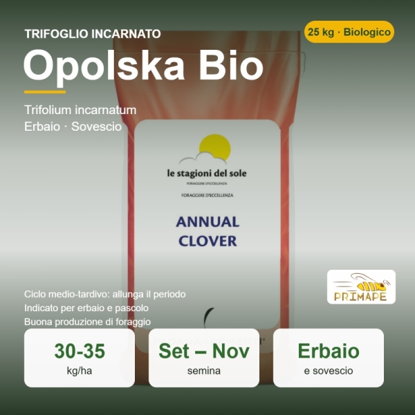 Semi di Trifoglio Incarnato Opolska Bio – 25 kg – Erbaio e Sove...