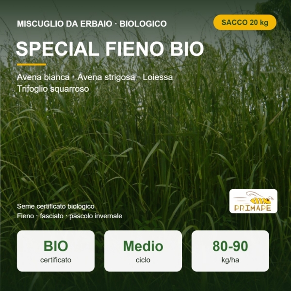 Miscuglio da Erbaio Special Fieno Bio – 20 kg – Fieno e Pascolo