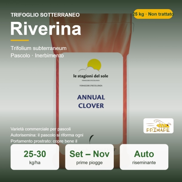 Semi di Trifoglio Sotterraneo Riverina – 25 kg – Pascolo e Iner...
